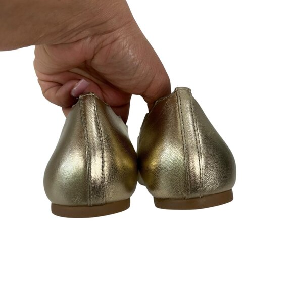 Copper Key Women Metallic Gold Ballet Flats SZ 9.5M Scalloped Edge Slip-On Shoes - Picture 5 of 13
